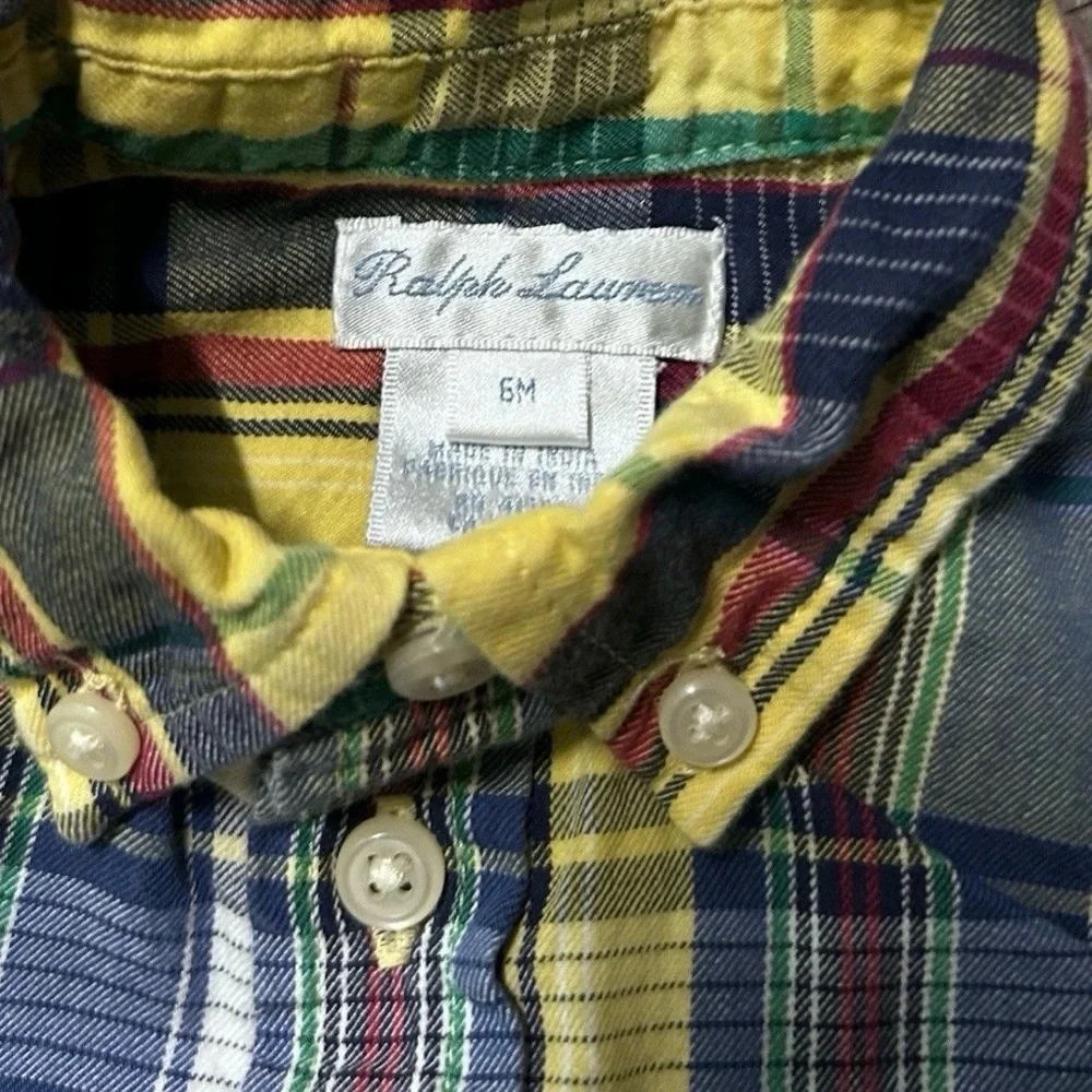 Baby Boy Ralph Lauren Plaid Button Down Shirt Size 3-6 Months